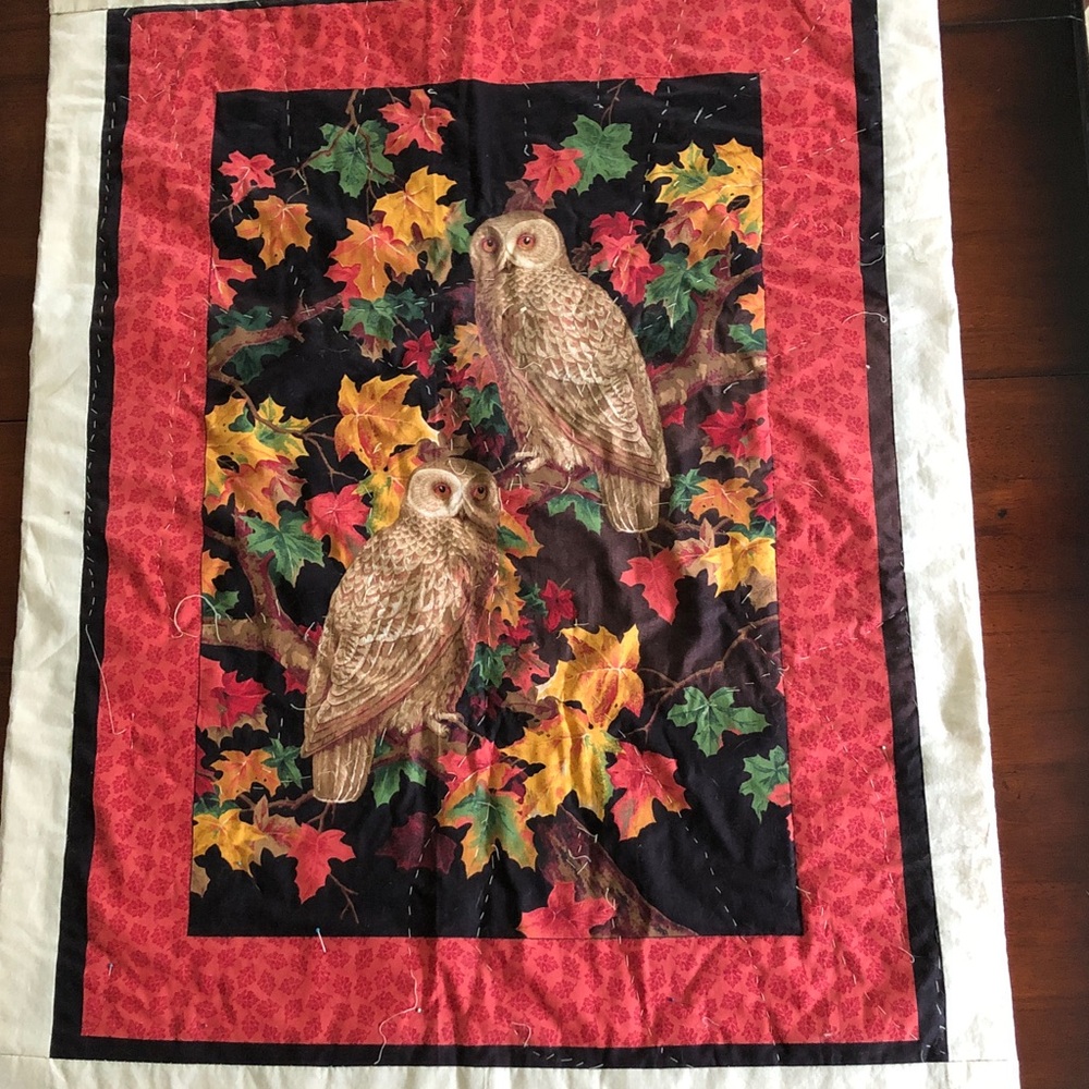 Estate Handmade Owl Quilt Wall Hanging